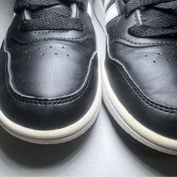 ADIDAS Hoops Mid Basketball Sneakers Kid Sz 1 Black Faux Leather Athletic Shoes - Picture 10 of 11